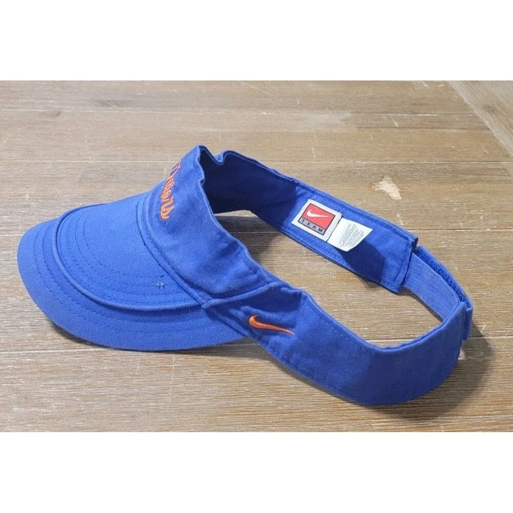 Vintage NIKE Team FLORIDA GATORS WOMENS VISOR Blue Cap Hat Cursive Golf Tennis